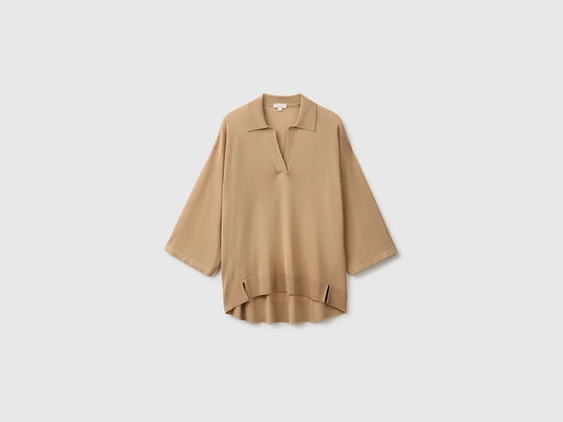 Polo in maglia di misto viscosa di bamboo