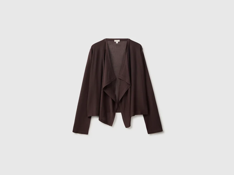 Cardigan drappeggiato in misto viscosa di bamboo