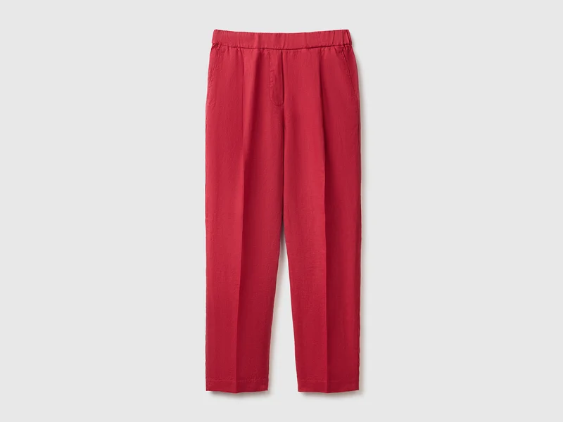 Pantaloni carrot fit in puro lino