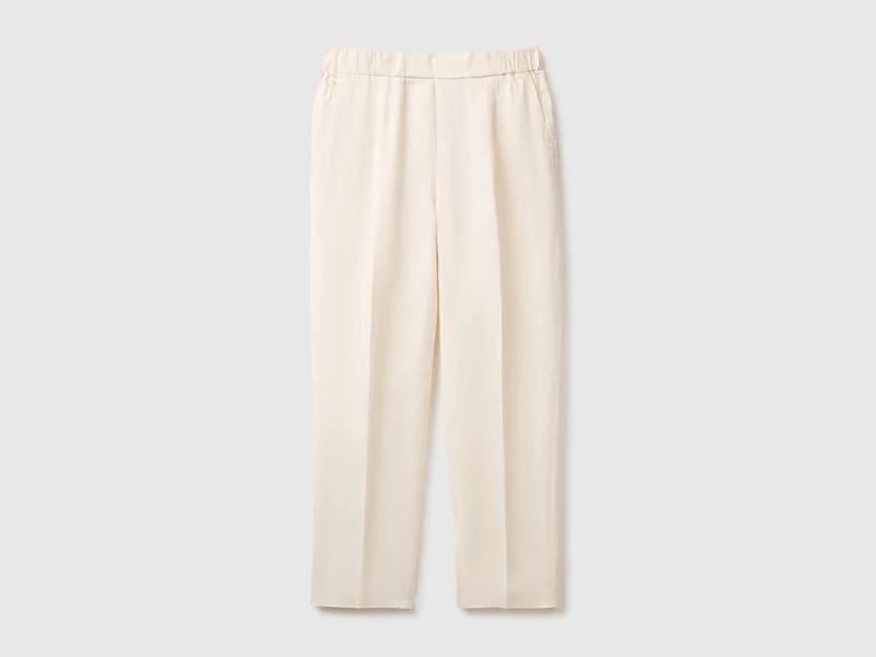 Pantaloni carrot fit in puro lino