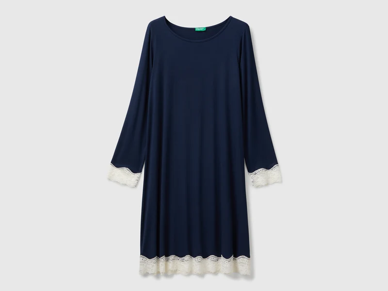 Camicia da notte fluida con pizzo