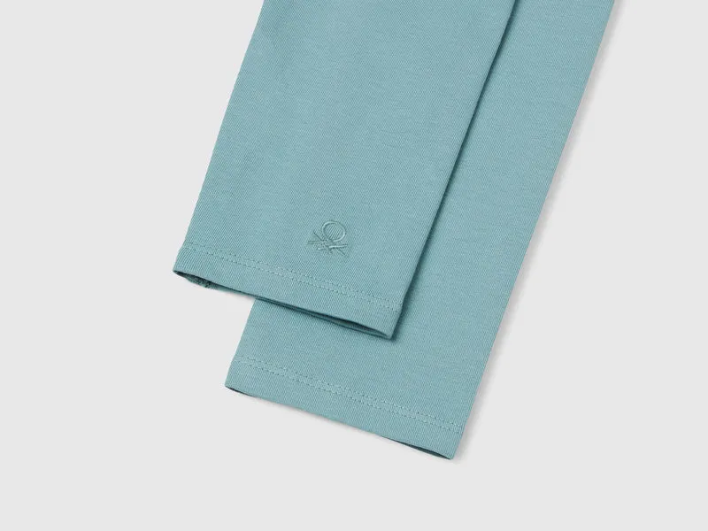 Leggings in cotone stretch con logo