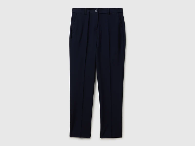Pantaloni gamba dritta in misto viscosa stretch