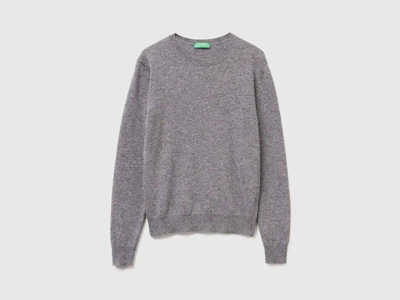 Maglia girocollo grigio topo in lana Merino
