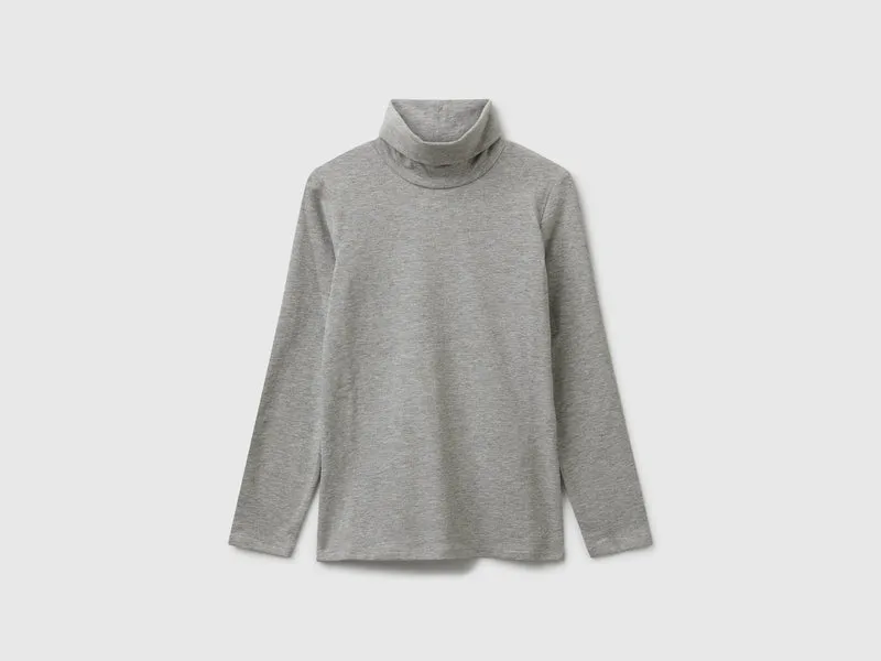 T-shirt stretch con collo alto