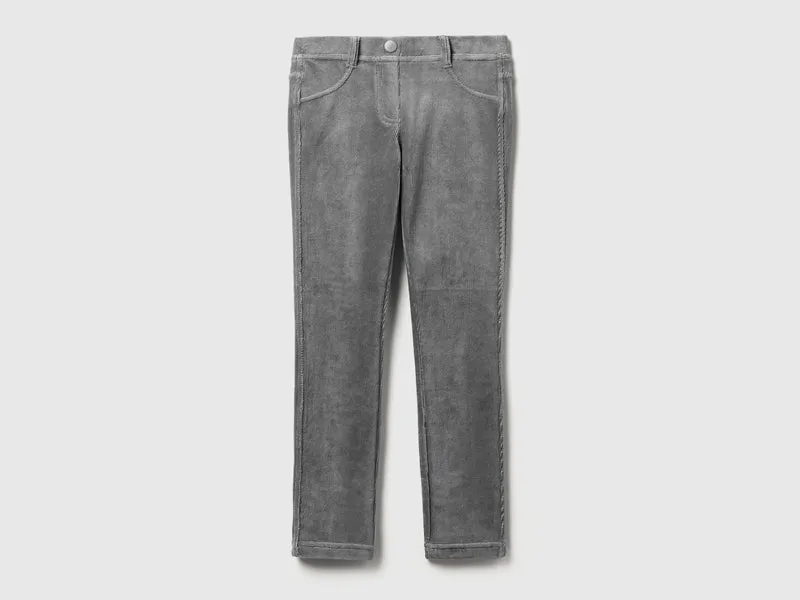 Pantaloni super skinny in ciniglia