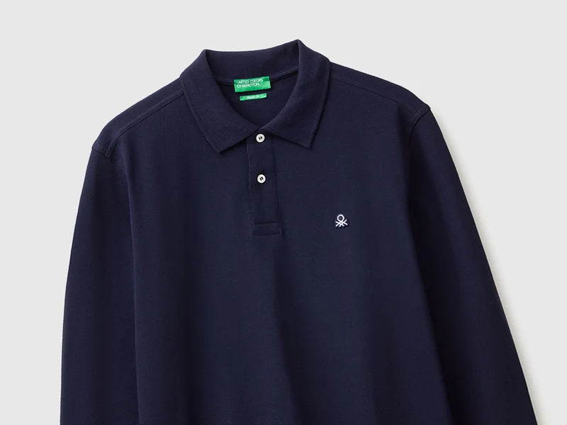 Polo a manica lunga in cotone