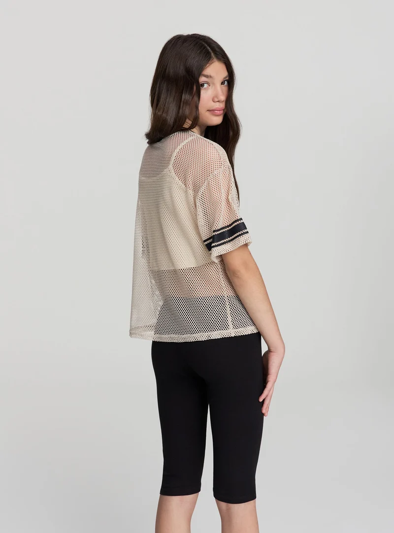 T-shirt in rete con stampa numero