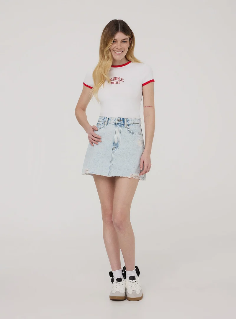 T-shirt ringer tee con stampa college
