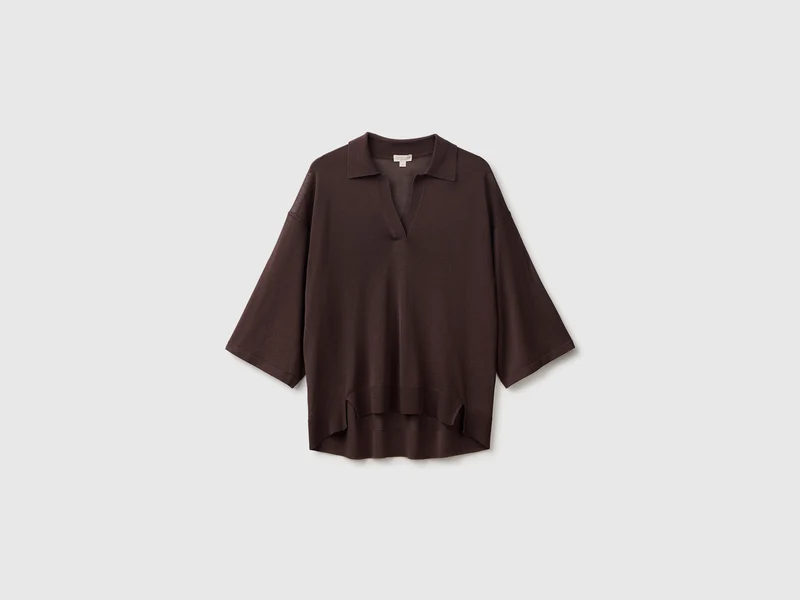 Polo in maglia di misto viscosa di bamboo