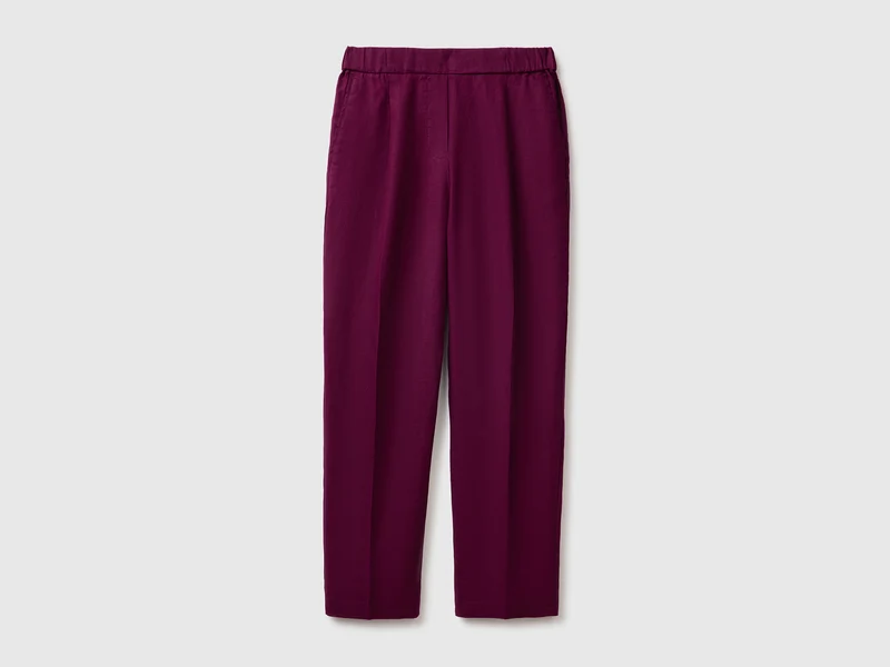 Pantaloni carrot fit in puro lino