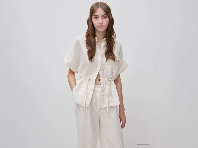 Camicia sahariana in puro lino