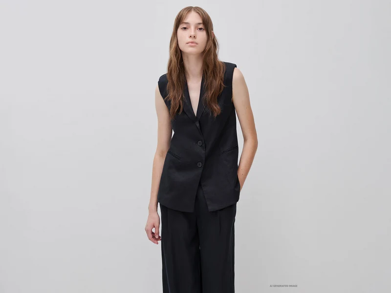 Gilet lungo in puro lino