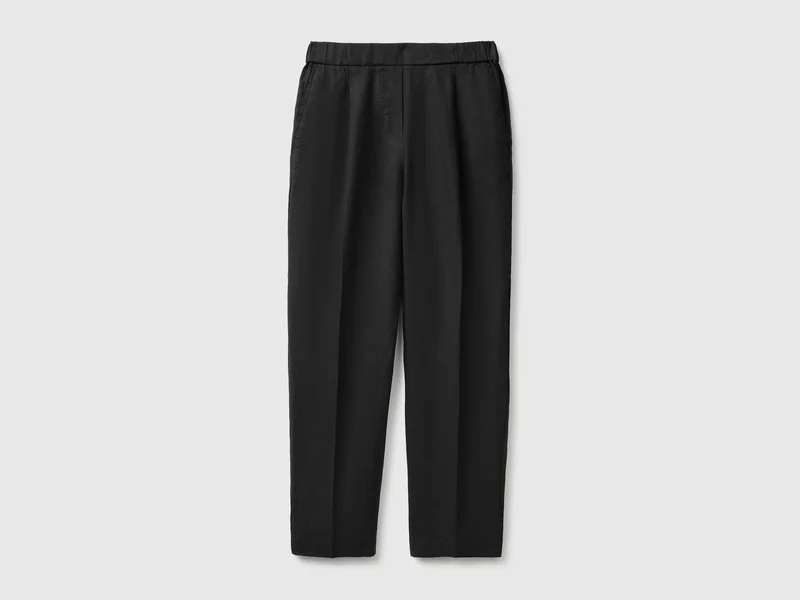 Pantaloni carrot fit in puro lino