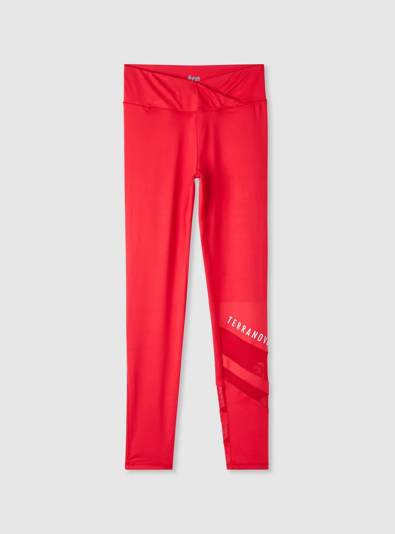 Leggings sportivi lunghi con inserti in tulle e logo