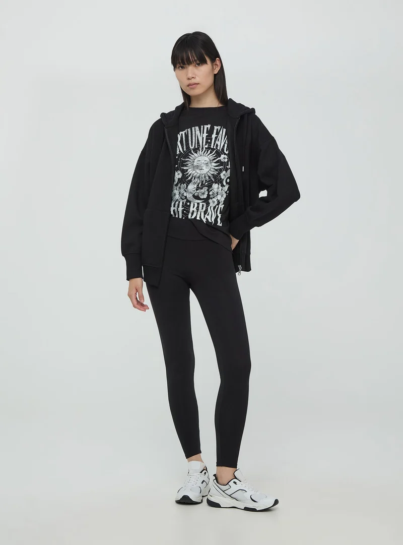Leggings a vita alta in tessuto pesante