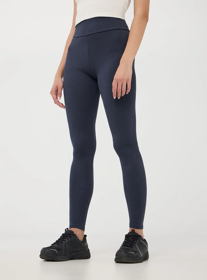 Leggings a vita alta in tessuto pesante