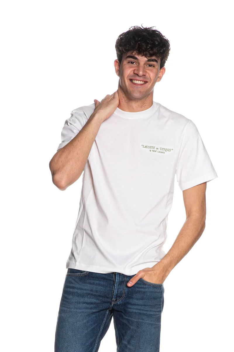 T Shirt Lacoste Th1425 Da Uomo Bianca