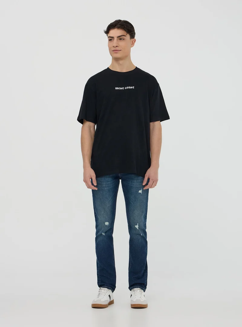 T-shirt over stampa gotica fronte/retro