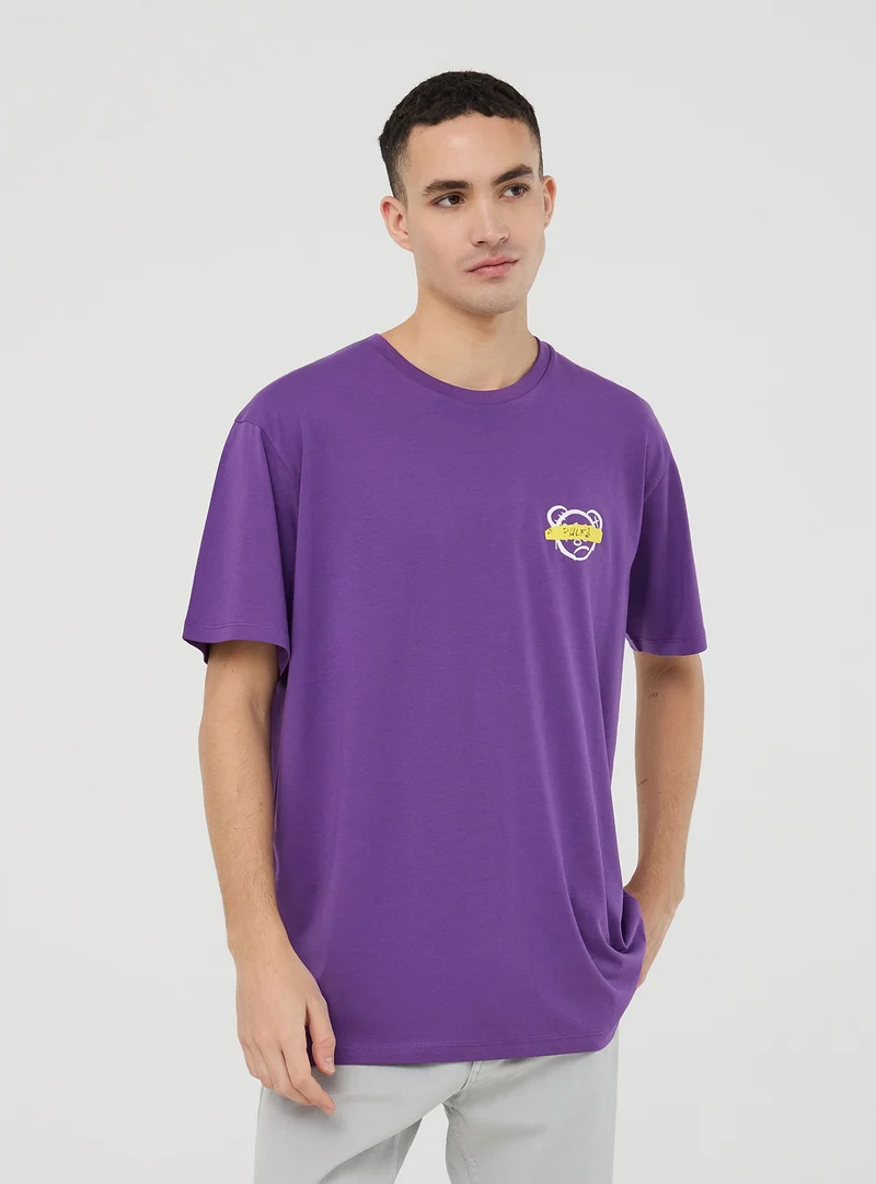 T-shirt con stampa orsetto fronte/retro