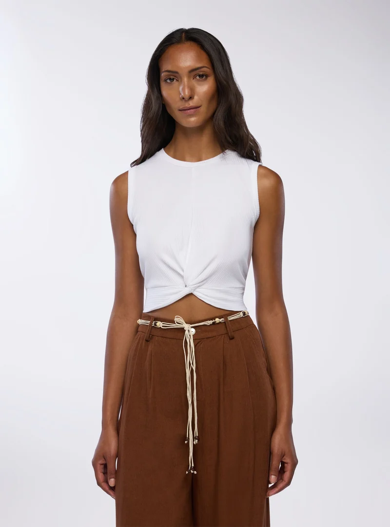 T-shirt smanicata con nodo