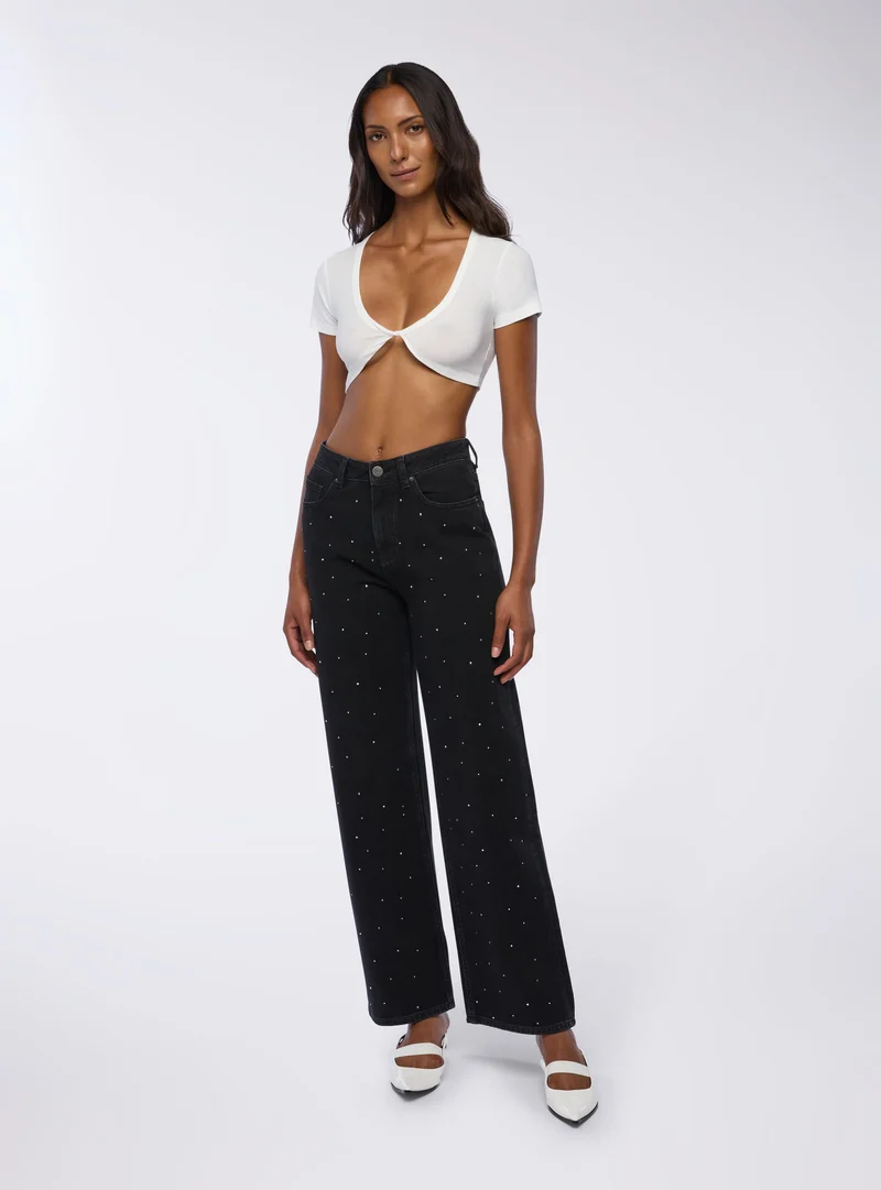 T-shirt crop con incrocio