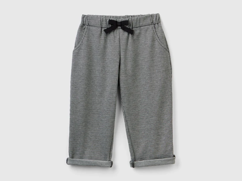 Pantaloni pied de poule con fiocco