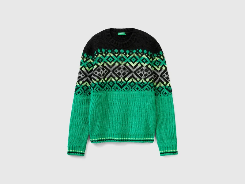 Maglioncino jacquard con dettagli fluo