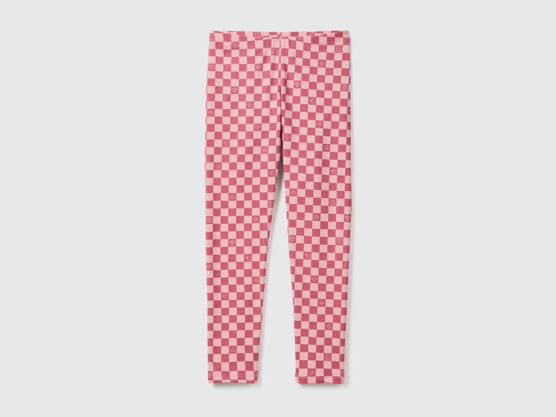 Leggings a scacchi in cotone stretch