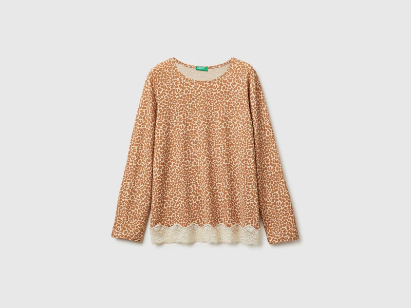 Maglia animalier con pizzo