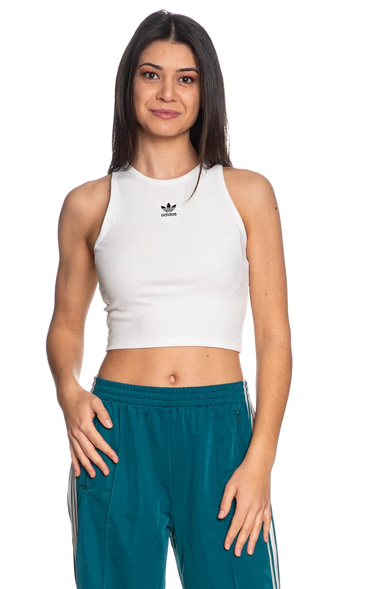Canotta Top Adidas Ess Rib Tank Whi Da Donna Bianca