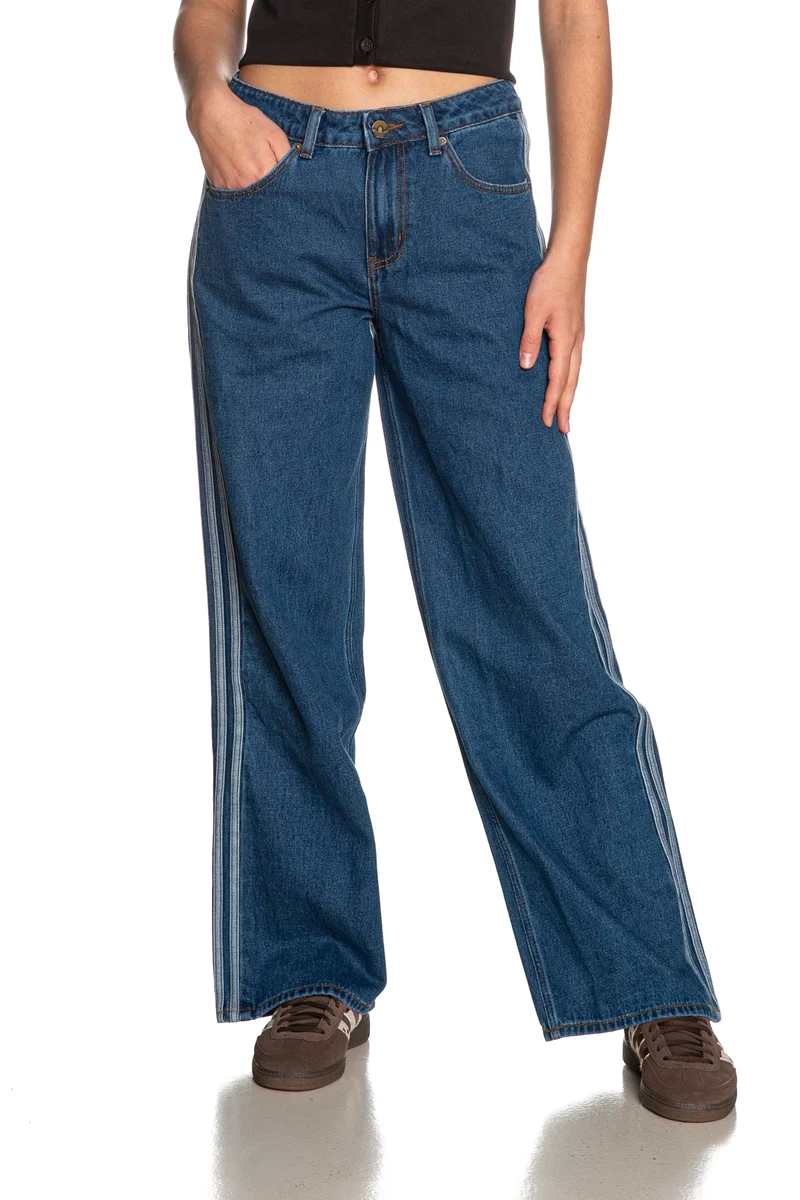 Jeans Adidas Original Firebird Tp Da Donna Denim Blu Medio Scuro