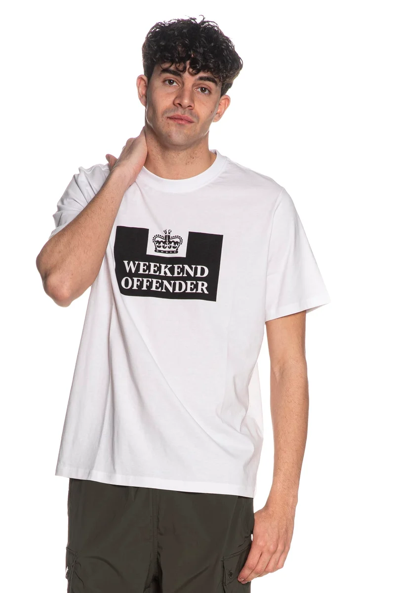 T Shirt Weekend Offender Prison Da Uomo Bianca