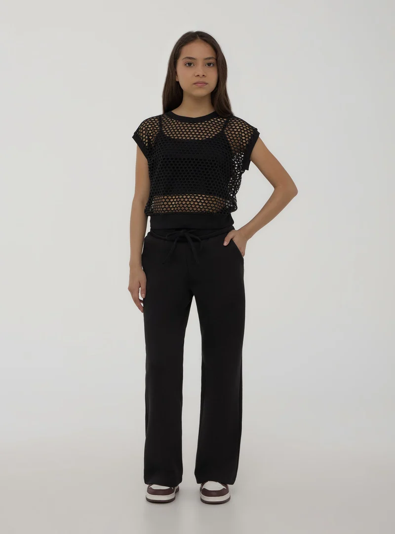T-shirt a rete con canotta