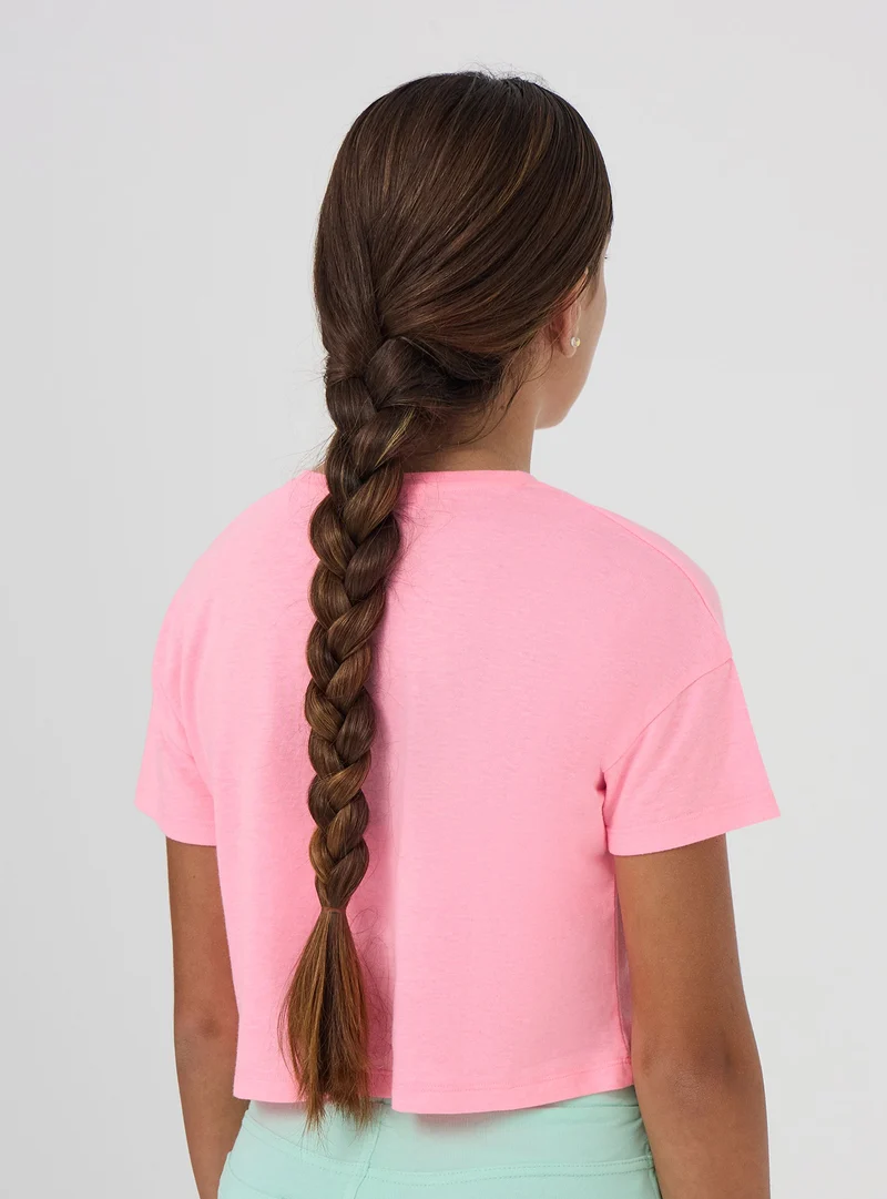 T-shirt crop con stampa graffiti