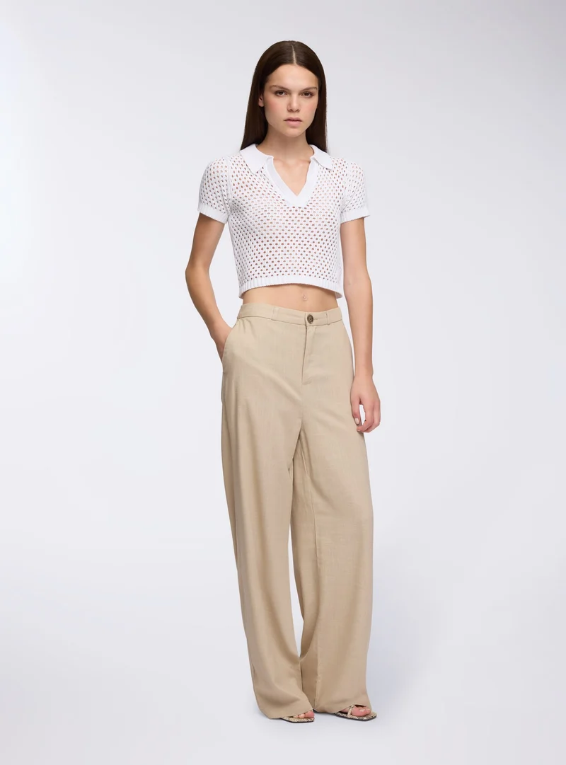 T-shirt a rete con colletto polo