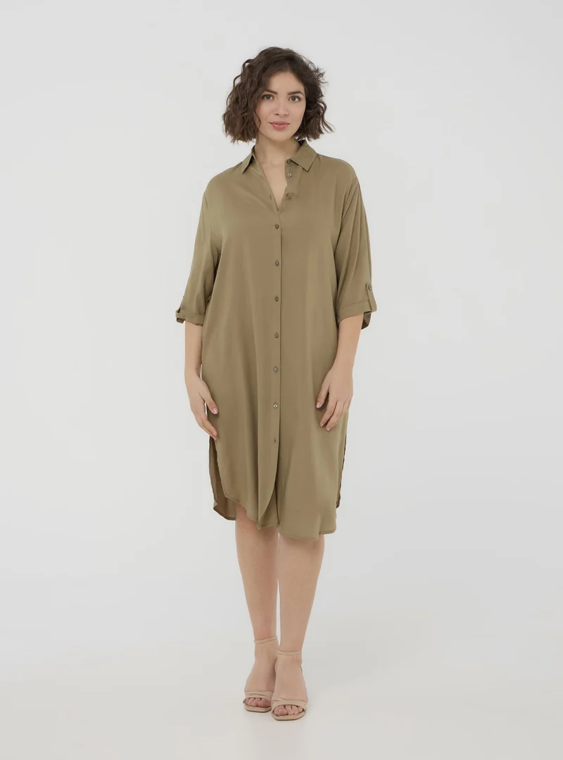 Vestito camicia maxi tinta unita