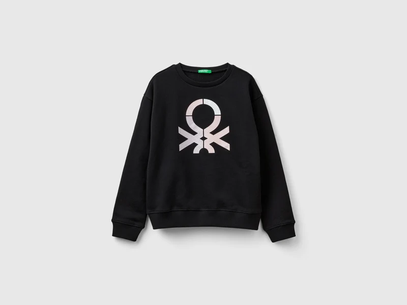 Felpa 100% cotone con logo glitter