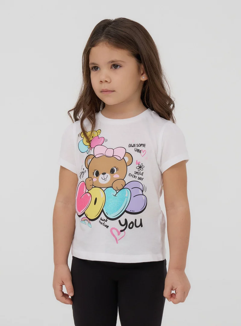 T-shirt con stampa animaletto e scritta