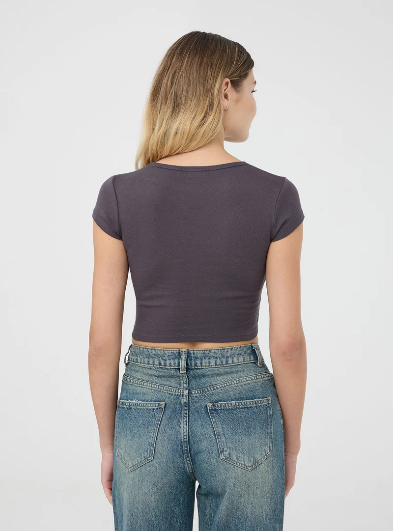 T-shirt crop stampa Nirvana®