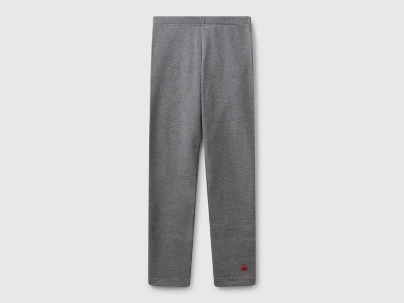Leggings in cotone stretch con logo