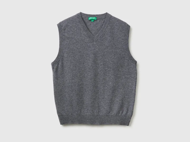 Gilet grigio in pura lana Merino