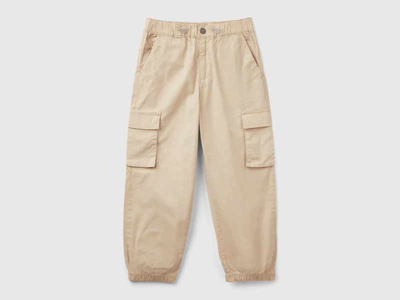 Pantaloni parachute in cotone stretch