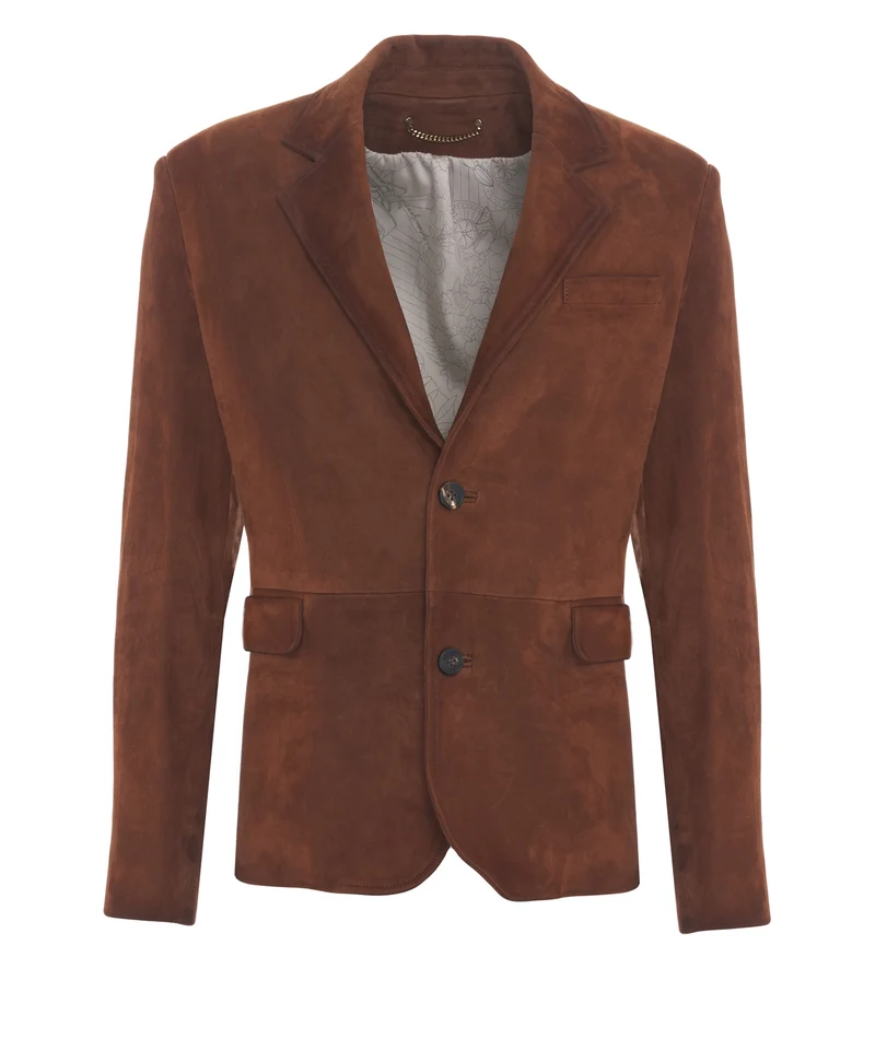 Blazer in pelle scamosciata