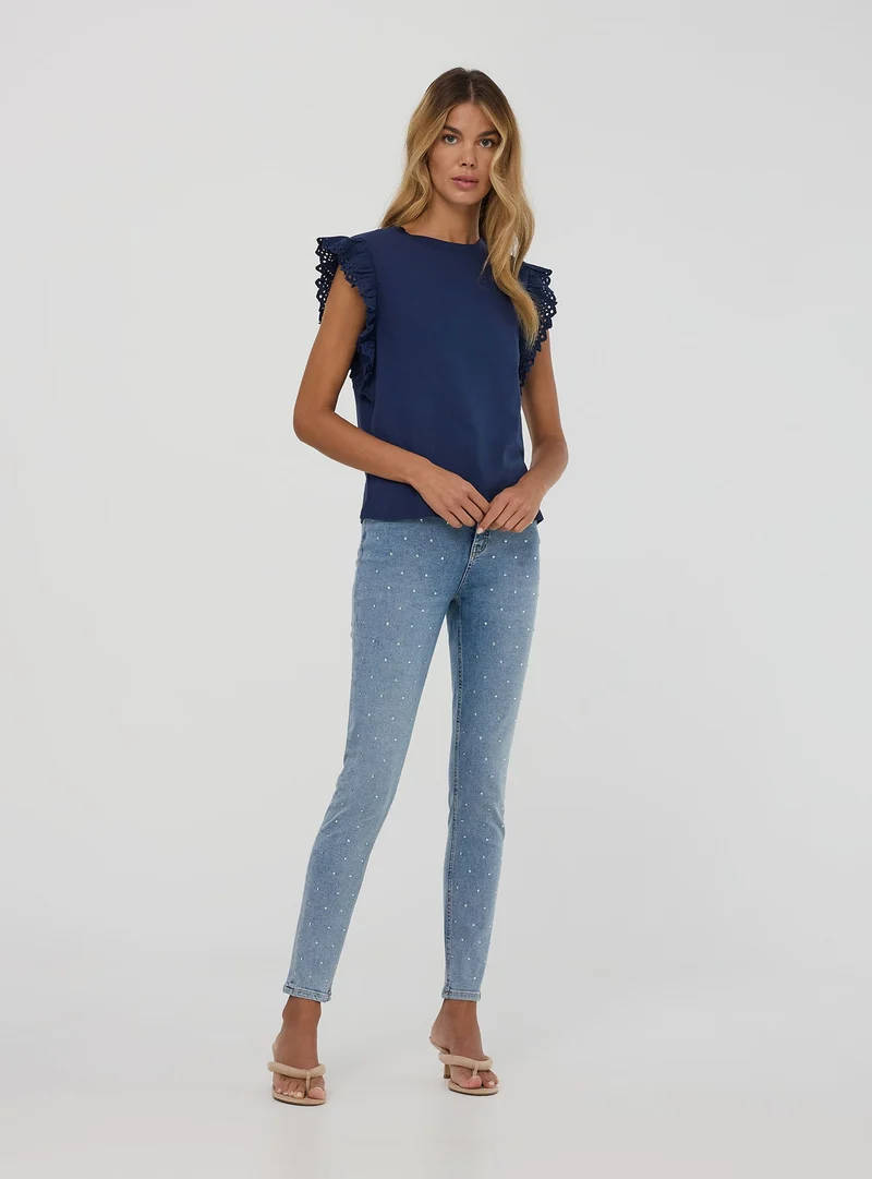 T-shirt con maniche ad aletta