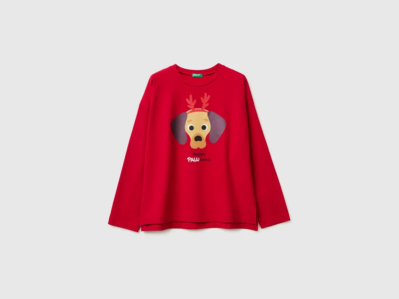 Maglia natalizia con stampa cagnolino