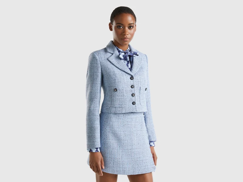 Blazer cropped in tweed