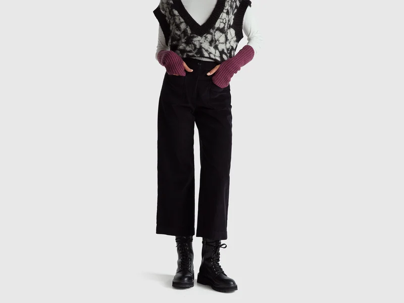 Pantaloni straight in velluto