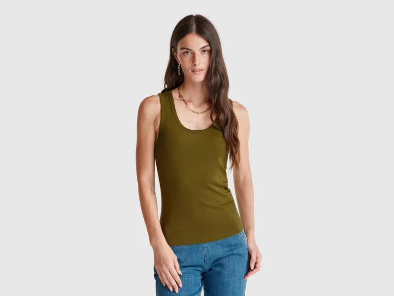 Canotta verde in puro cotone