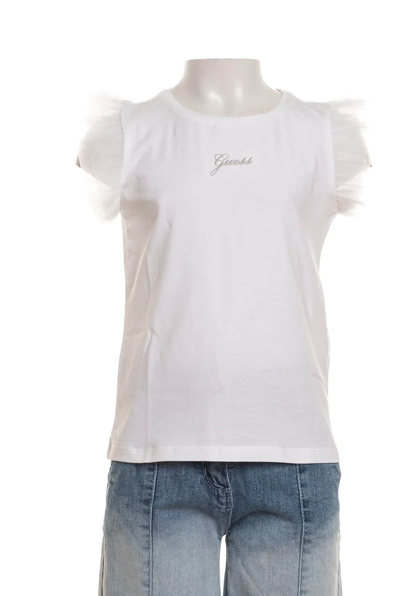 T-Shirt Guess Ssl Tee Mesh Da Bambina Bianca